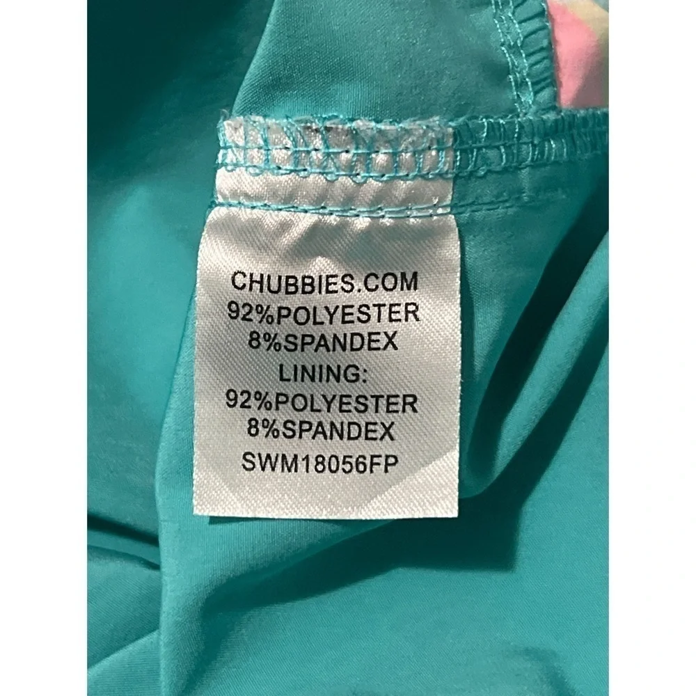 Chubbies Board Shorts Men's 38 Green Print Swim Trunks Drawstring